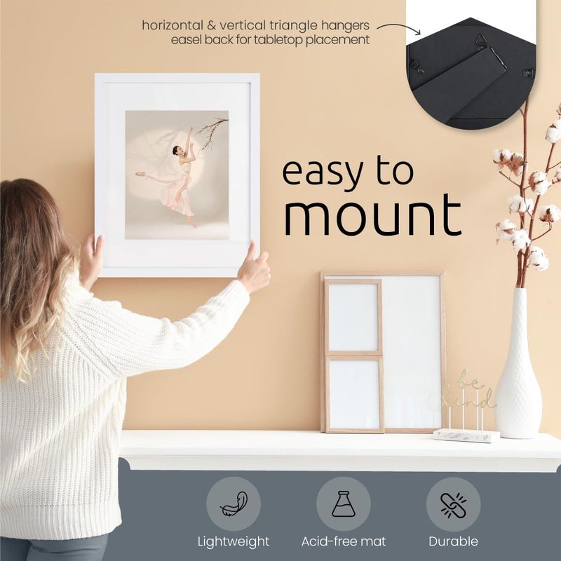 Kiera Grace Contempo Picture Frame, 8" x 10" Large Picture Frame with Easel, Holds a 5" x 7" Photo, Wood Frame for Wall Hanging, Durable Frame for Photo Display, White - Image 4